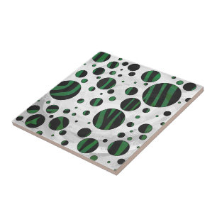 Carreau Zebra noir et vert Polka point