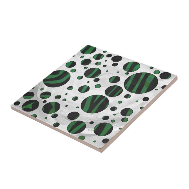 Carreau Zebra noir et vert Polka point (Côté)