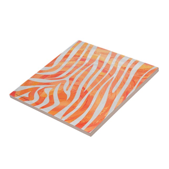Carreau Zebra Orange and White Print (Côté)