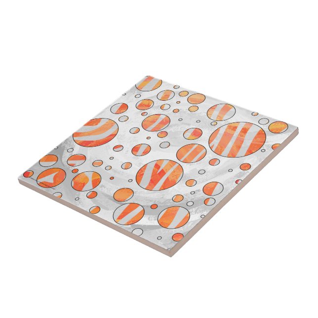 Carreau Zebra Orange et White Polka Dot (Côté)