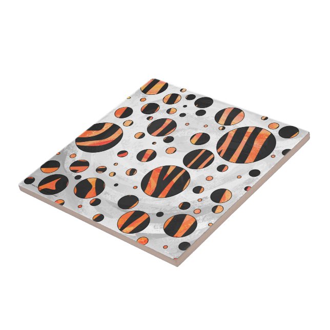 Carreau Zebra Pois noirs et orange (Côté)