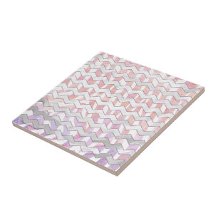 Carreau Zebra rose et blanc Chevron