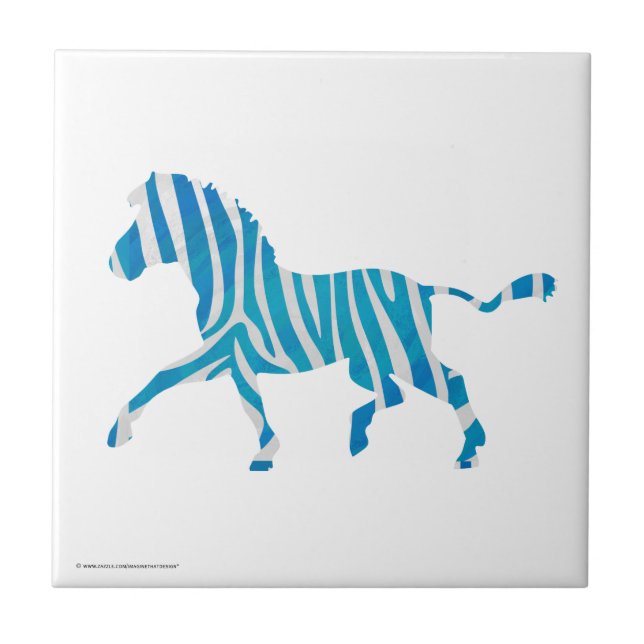 Carreau Zebra Silhouette Bleu et Blanc (Devant)
