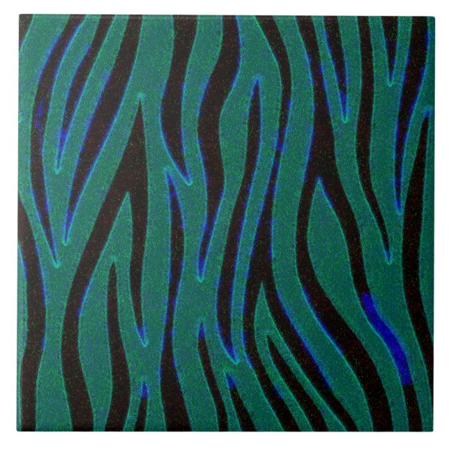 Carreau Zebra Stripes en Safari noir et vert Imprimer (Devant)