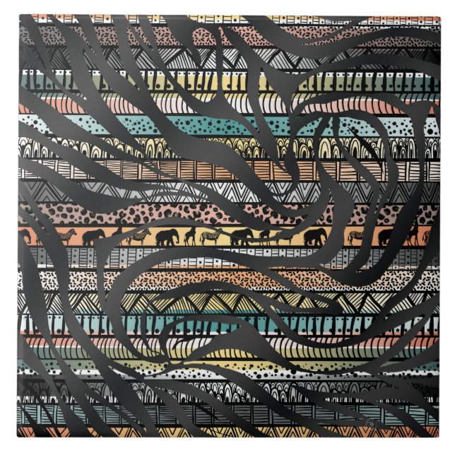 Carreau Zebra, un Motif africain tribal branché Imprimer (Devant)