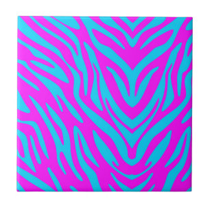 Carreau Zèbre Abstrait Rose et Bleu