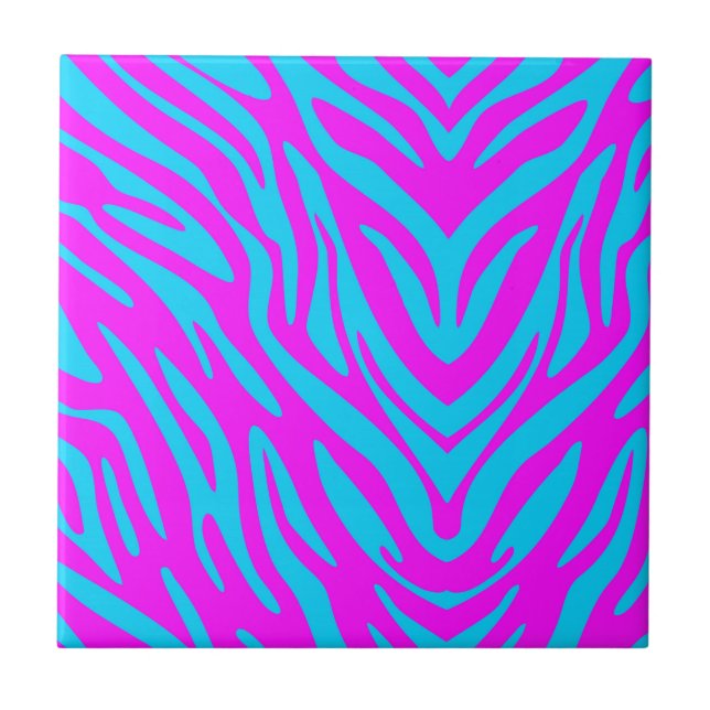 Carreau Zèbre Abstrait Rose et Bleu (Devant)