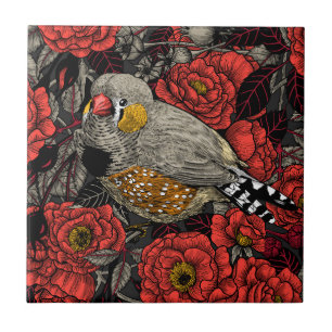 Carreau Zèbre et rosier rouge