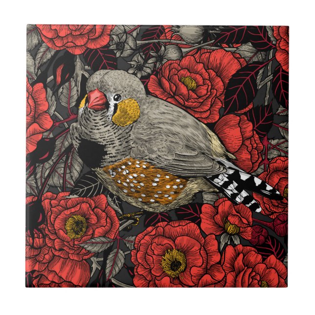 Carreau Zèbre et rosier rouge (Devant)