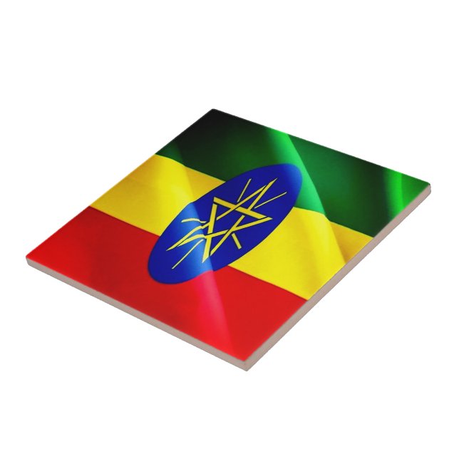 Carreau zET002 ETHIOPIE, Drapeau de vague, Afrique, (Côté)