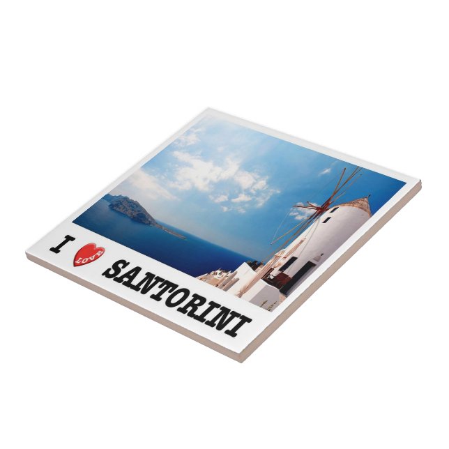 Carreau zGR086 SANTORINI, I Love, Grèce, (Côté)
