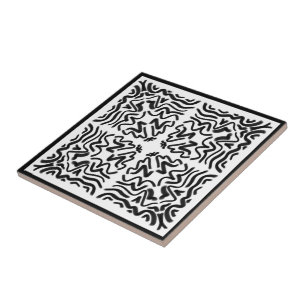 Carreau Zig Zag noir et blanc Motif Abstrait