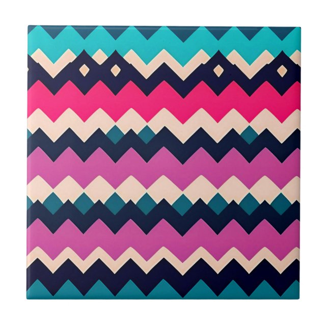 Carreau Zigzag Chevron Design Motif coloré (Devant)