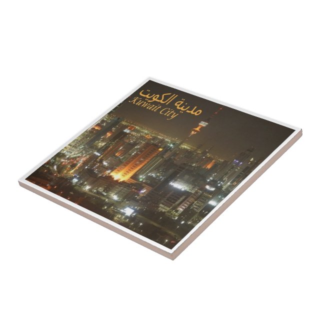 Carreau zKW006 AL KUWAIT, ville de nuit, Asie, (Côté)