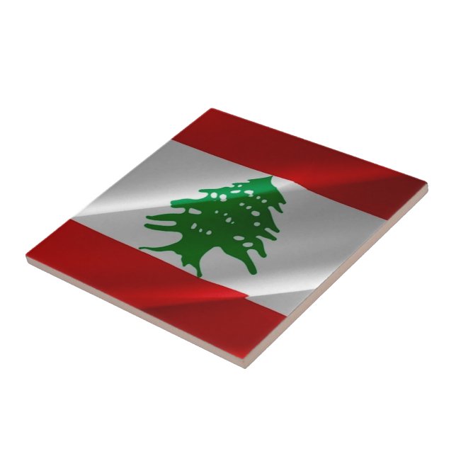 Carreau zLB002 agitant le DRAPEAU libanais Liban, (Côté)