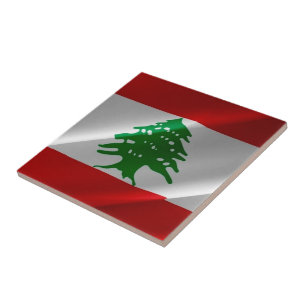 Carreau zLB002 brandissant le DRAPEAU libanais Liban,