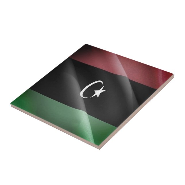 Carreau zLY002 LIBYA, Drapeau brandissant Libanais, Afriqu (Côté)