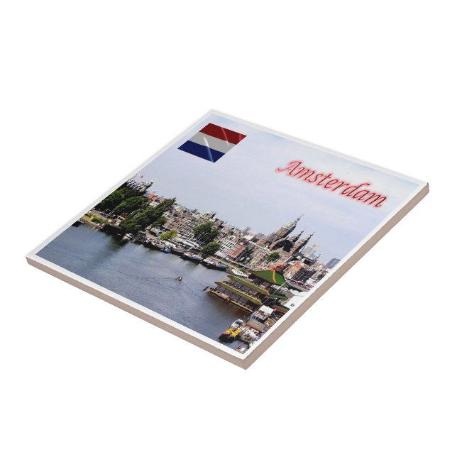 Carreau zNL010 AMSTERDAM vu du ciel, (Côté)