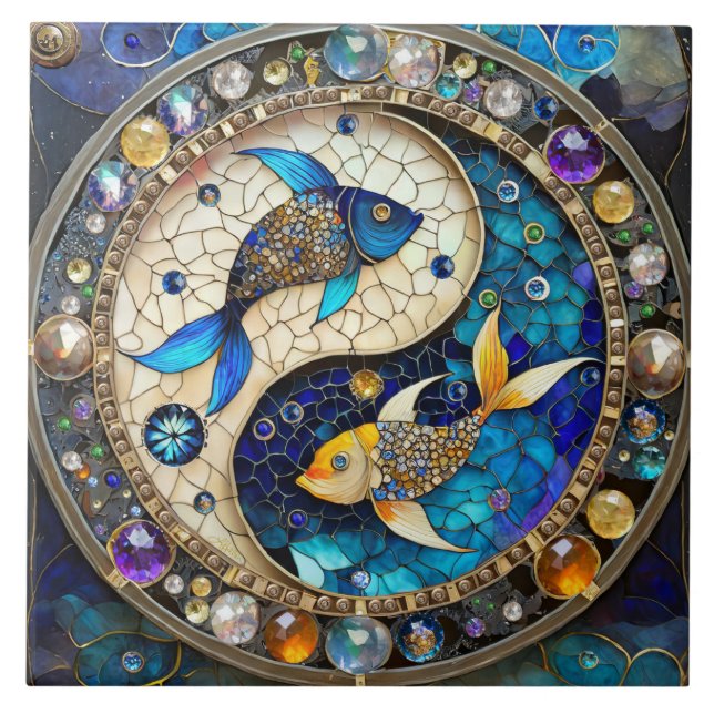 Carreau Zodiaque - Poissons Yin et Yang (Devant)