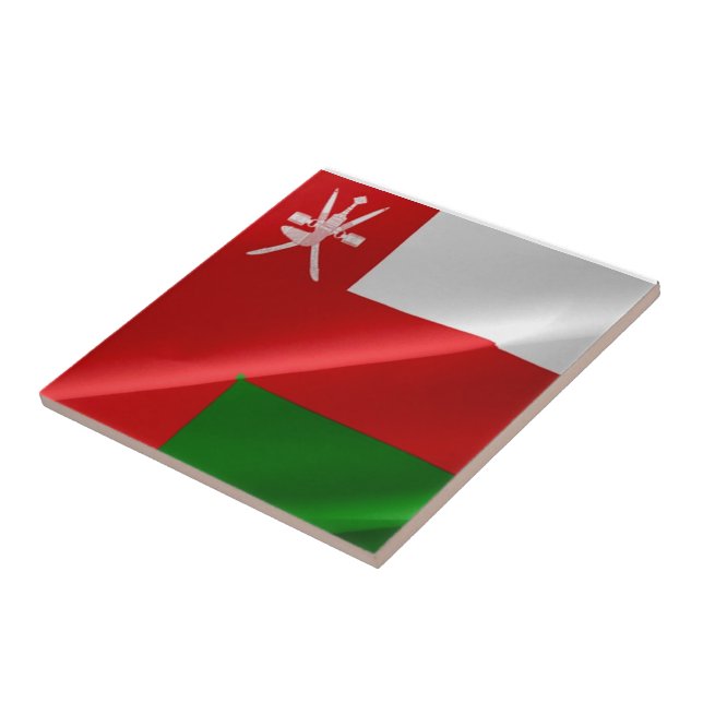 Carreau zOM002 agitant le DRAPEAU Omani d'Oman, (Côté)