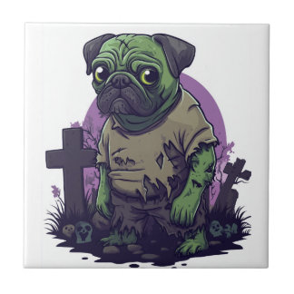 Carreau Zombie Pug � Undead Funny Halloween Dog