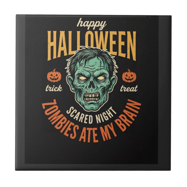 Carreau Zombies d'Halloween Ont Mangé Mon Cerveau (Devant)