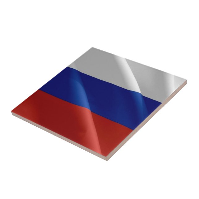 Carreau zRU002 RUSSE agitant le DRAPEAU RUSSE, (Côté)