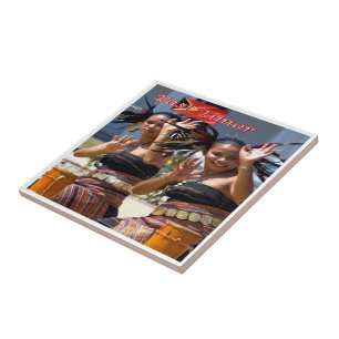 Carreau zTL007 DANSEURS TIMORESE, Timor oriental, Asie,