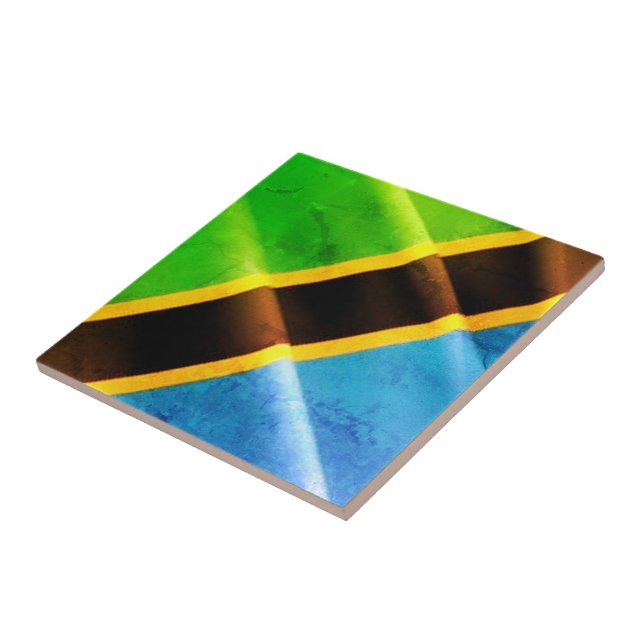Carreau zTZ002 TANZANIE, Drapeau agité, Afrique, (Côté)
