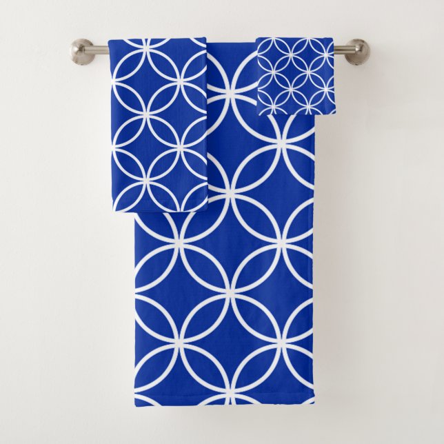 Carreaux à motifs de cercles bleus saphir (En situation)