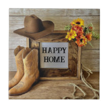 Carreaux aquarelle de bottes de cowboy western rus