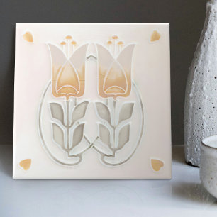 Carreaux Art Nouveau Vintage Tulipes & Cœurs Gibbo