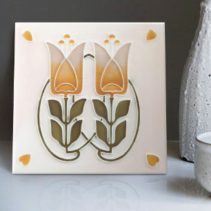 Carreaux Art Nouveau Vintage Tulipes & Cœurs Gibbo