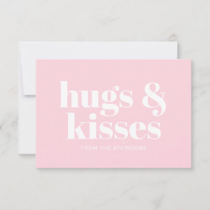 Carreaux & baisers rose blanc carte de typographie