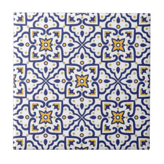 carreaux bleu marine jaune portugais