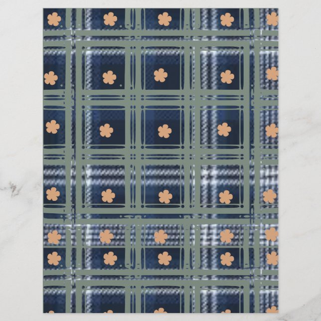 Carreaux bleus avec fleurs pêche (Devant)