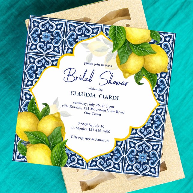Carreaux bleus citron Amalfi Positano douche nupti (Créateur téléchargé)