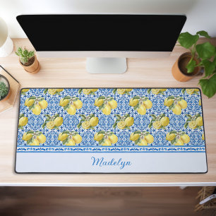 Carreaux Bleus Citrons Nom de Motif Méditerranéen