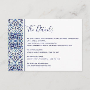 Carreaux bleus détails mariage insérer carte