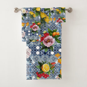 Carreaux bleus Méditerranéen Floral