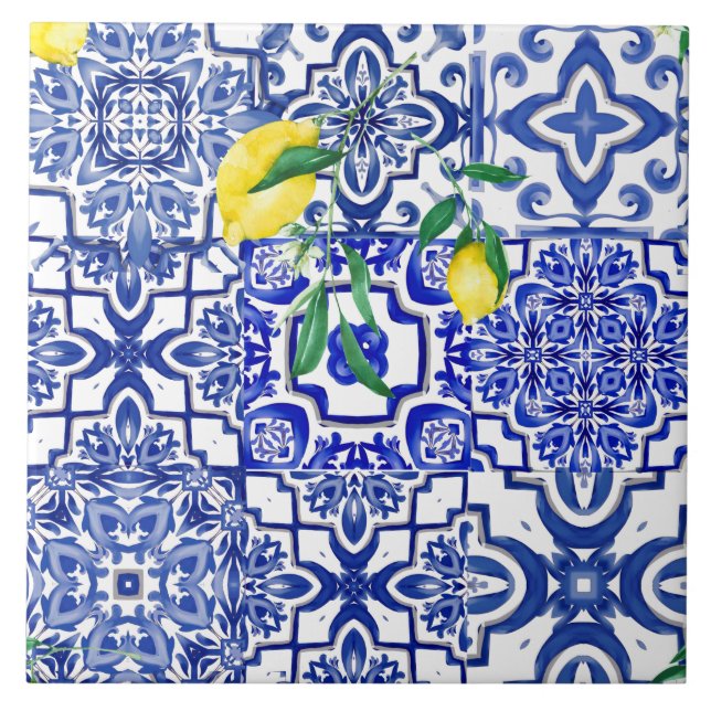 Carreaux bleus, mosaïque, majolica, (Devant)