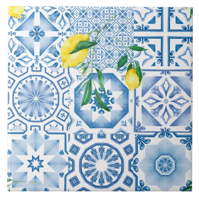 Carreaux bleus, mosaïque, majolica, (Devant)