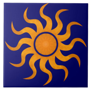 Carreaux Bleus Soleil Doré Minuit - Grand