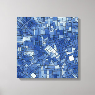 Carreaux bleus sur toile Carré