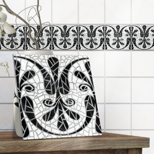 Carreaux brisés grecs mosaïque marbre noir