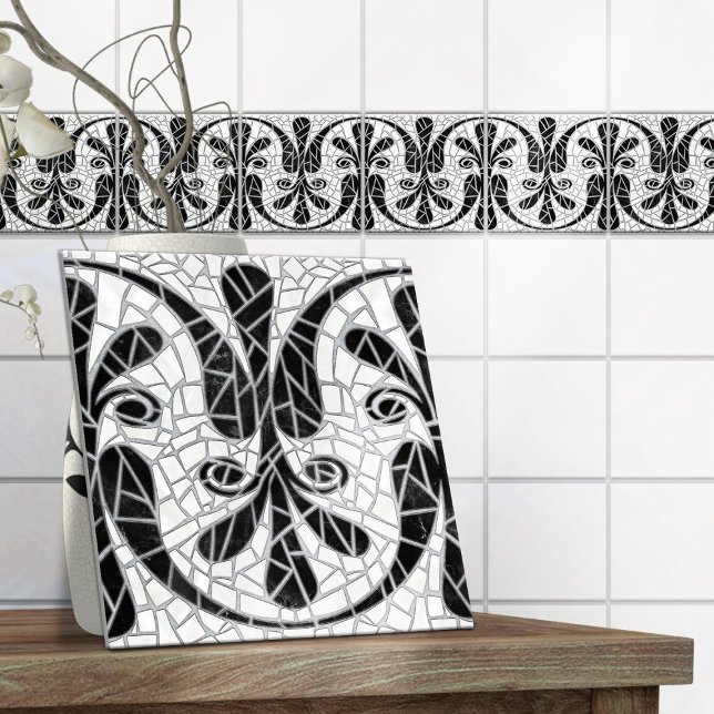 Carreaux brisés grecs mosaïque marbre noir (Créateur téléchargé)