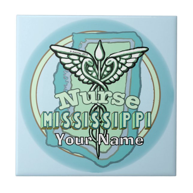 Carreaux Caducée d'infirmière du Mississippi (Devant)