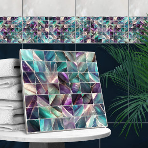 Carreaux carrés Mosaïque Fluorite et perle