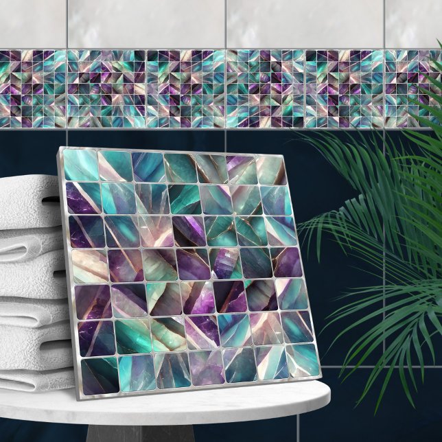 Carreaux carrés Mosaïque Fluorite et perle (Créateur téléchargé)