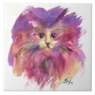 CARREAUX CÉRAMIQUES DE CHATON VIOLET,PORTRAIT DE C